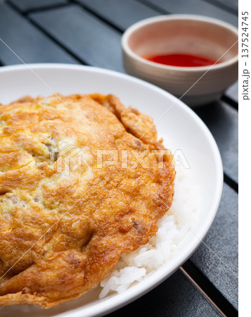 Thai Fried Egg with Minced Pork Over Rice - Kai Jiew Moo Sap Street Food Thai Fried Egg with Minced Pork Over Rice - Kai Jiew Moo Sap Street Food 137524745
