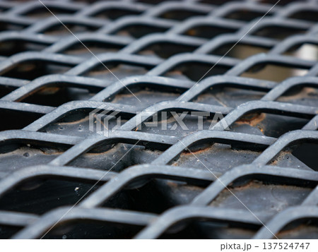 Expanded Metal Mesh Grid Pattern Texture with Diamond Holes Industrial Surface Expanded Metal Mesh Grid Pattern Texture with Diamond Holes Industrial Surface 137524747