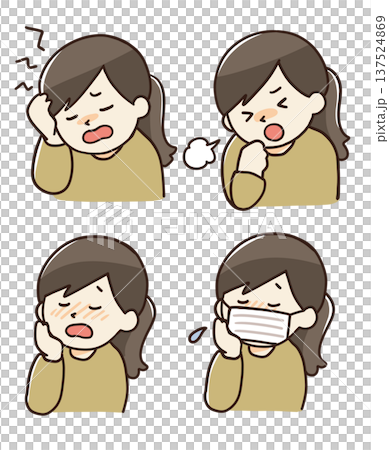 Unwell woman illustration set Unwell woman illustration set 137524869