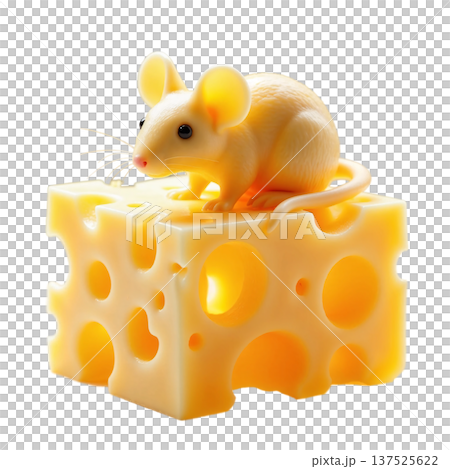 The toy is an elastic block of cheese with holes inside which there are mice 137525622