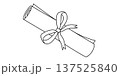 Diploma Scroll With Ribbon Education Certificate Outline Illustration 137525840