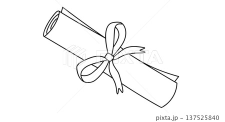 Diploma Scroll With Ribbon Education Certificate Outline Illustration Diploma Scroll With Ribbon Education Certificate Outline Illustration 137525840