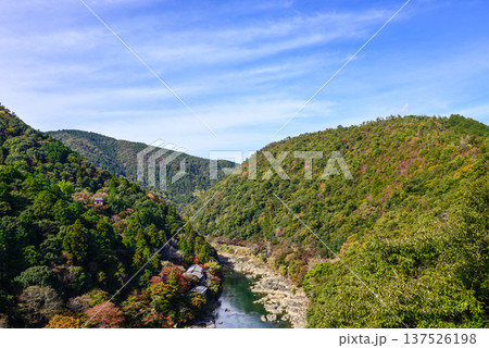 嵐山展望台より望む保津峡谷 嵐山展望台より望む保津峡谷 137526198