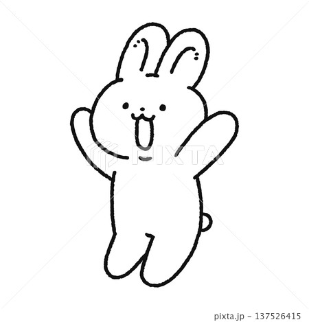 バンザイするウサギ　線画 137526415