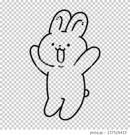 バンザイするウサギ　線画 137526415