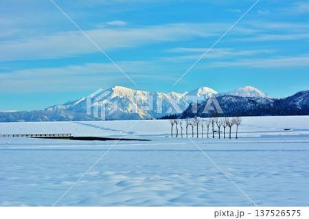 雪原のハサ木・越後三山雪景色 雪原のハサ木・越後三山雪景色 137526575