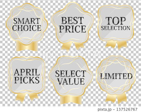 A set of six luxurious spring promotional emblems in pale gray and gold A set of six luxurious spring promotional emblems in pale gray and gold 137526767