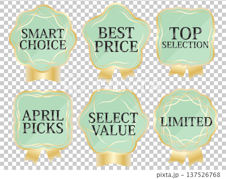 Luxury Spring Promotion Emblem Set of 6 - Mint & Gold Luxury Spring Promotion Emblem Set of 6 - Mint & Gold 137526768