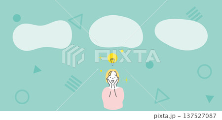 ひらめいて喜ぶ女性の背景素材 137527087