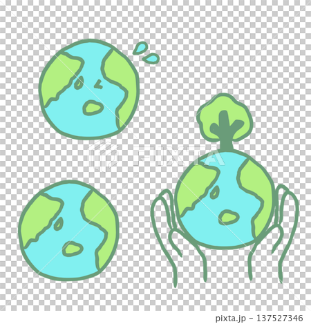 Hand drawn cute earth and environmental protection illustration 137527346