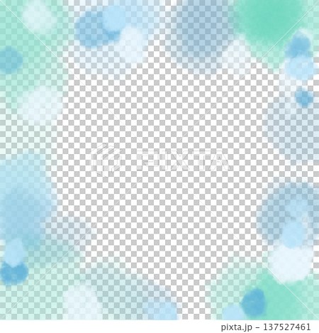 水彩で描いた爽やかなブルーとエメラルドグリーンのフレーム背景素材	 137527461
