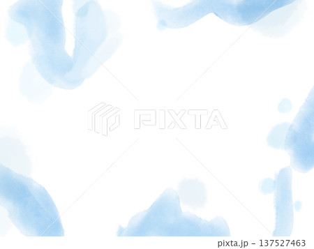 水彩で描いた爽やかなブルーの波フレーム背景素材	 137527463