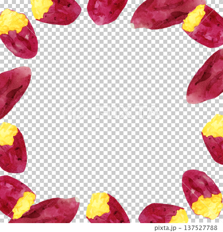 Roasted sweet potato frame Hand-drawn watercolor illustration background material Roasted sweet potato frame Hand-drawn watercolor illustration background material 137527788