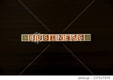 「BUSINESS」の文字タイル：ビジネス戦略、経営、経済のコンセプト 137527870