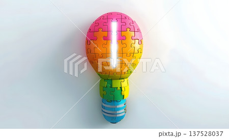 カラフルなパズルピースでできた発想の電球 137528037