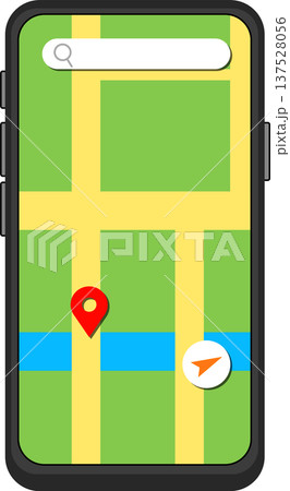 スマホで地図アプリを使っているイラスト 137528056