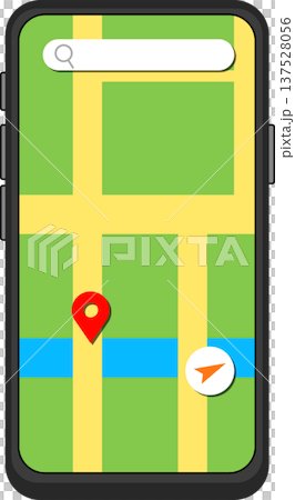 スマホで地図アプリを使っているイラスト 137528056