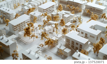 現代都市の建築模型と都市計画コンセプト 137528071