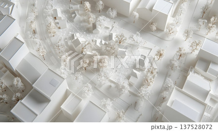 現代都市の建築模型と都市計画コンセプト 137528072