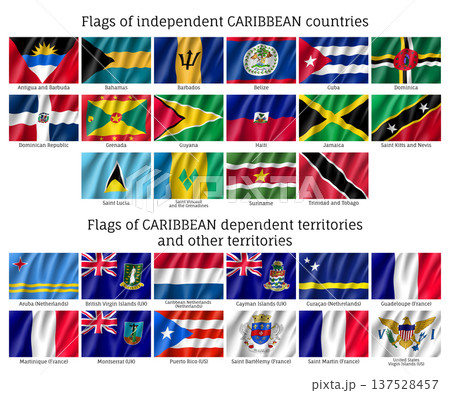 Wavy flags of Caribbean countries 137528457