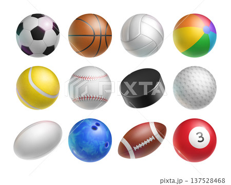 Realistic balls set for various sports games 137528468
