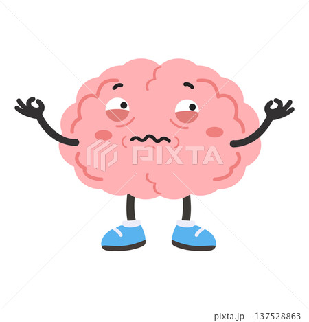 Cartoon Brain Character Looking Stressed 137528863
