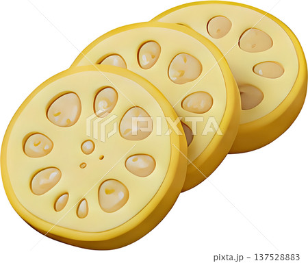 熊本名物「辛子蓮根」の3Dイラスト、クレイ風の郷土料理アイコン素材 137528883