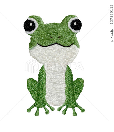 【カエル】手刺繍イラスト素材 137529113