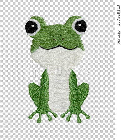 【カエル】手刺繍イラスト素材 137529113