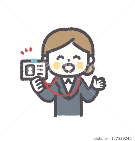ゆる可愛いビジネス女性の表情ポーズイラストセット 137529240