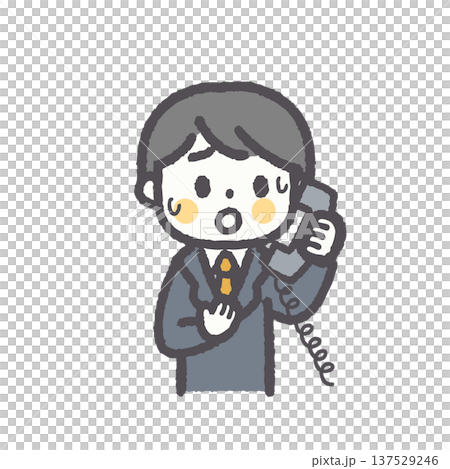 ゆるくてシンプルな男性サラリーマンの表情セットシリーズ 137529246