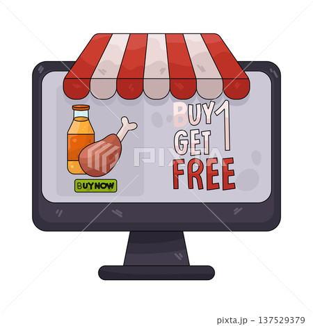 Illustration of food and drink online shop Illustration of food and drink online shop 137529379