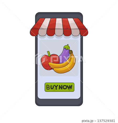 Illustration of fruit and vegetable online shop 137529381