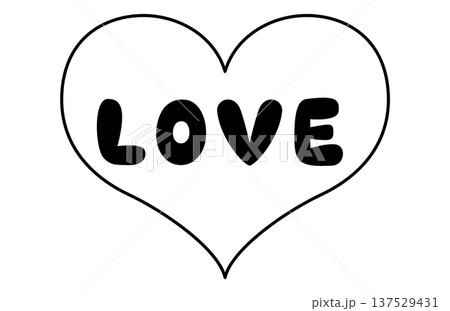 線画のシンプルなLOVEのハートマークのイラスト素材 [137529431] - PIXTA