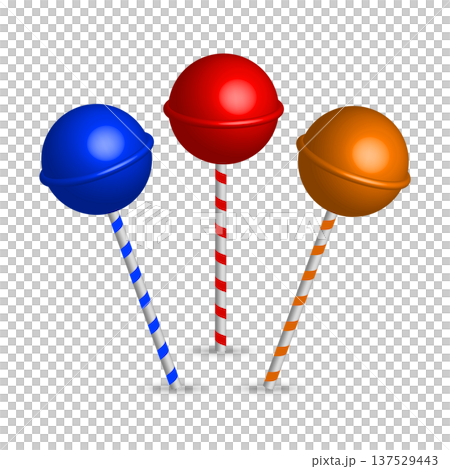 candy lollipops on white background, 3D sugar pop stick illustration candy lollipops on white background, 3D sugar pop stick illustration 137529443