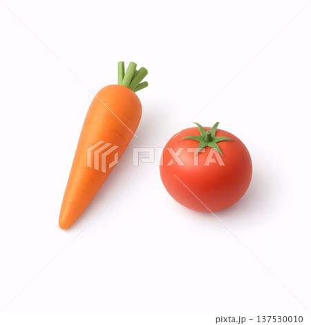 にんじんとトマト 3Dアイコンセット ミニマル 野菜素材 137530010