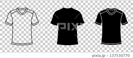 Black and white soccer jersey icons set, without background 137530770