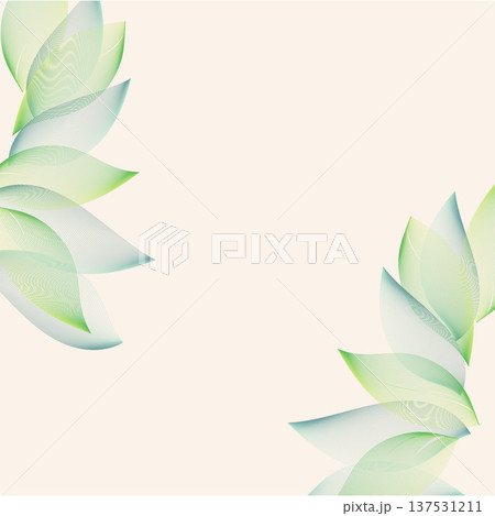 Decorative floral elements on light background. Modern guilloche pattern with wavy curves 137531211
