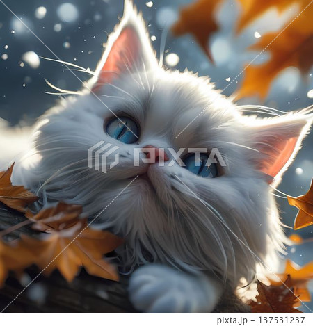 落ち葉と猫 137531237