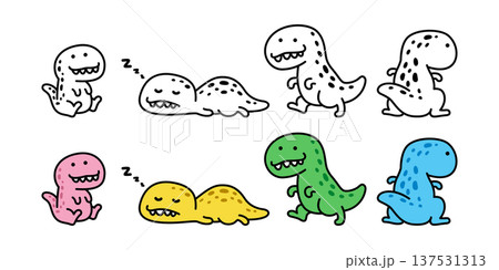 dinosaur vector icon t-rex Tyrannosaurus rex cartoon character doodle mascot walking sleeping logo illustration isolated design dinosaur vector icon t-rex Tyrannosaurus rex cartoon character doodle mascot walking sleeping logo illustration isolated design 137531313