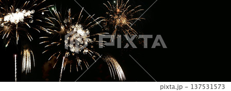 Banner Golden Firework celebrate anniversary independence day night time celebrate national holiday. Countdown 2024 party time event. Happy new year 2025 4th of july holiday festival with copy space Banner Golden Firework celebrate anniversary independence day night time celebrate national holiday. Countdown 2024 party time event. Happy new year 2025 4th of july holiday festival with copy space 137531573