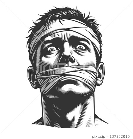 Man With Mouth Taped Shut Censorship Concept Man With Mouth Taped Shut Censorship Concept 137532010