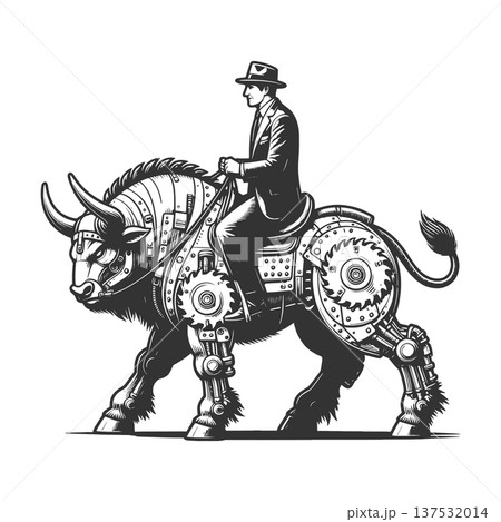 Businessman Riding Mechanical Bull vector 137532014