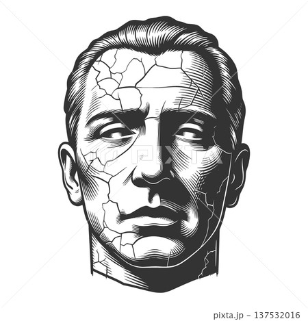 Cracked Classical Marble Statue Face vector 137532016