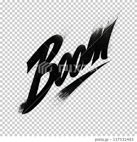 Black boom graffiti style lettering with splatter texture isolated on white background, concept of impact and energy expression Black boom graffiti style lettering with splatter texture isolated on white background, concept of impact and energy expression 137532483