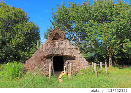 福井県三方上中郡若狭町、竪穴建物の風景 137532521