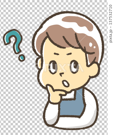 A man in an apron thinking 137532710