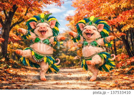 サンバを踊る子豚 137533410