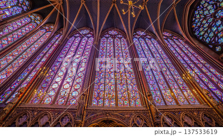 sainte-chapelle stained glasses windows, Paris, France 137533619