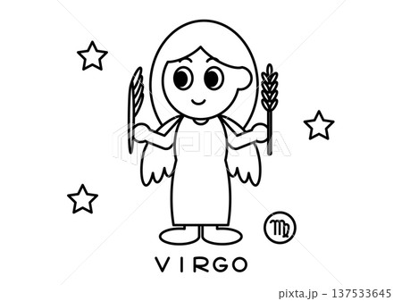 かわいい乙女座の白黒イラスト 137533645